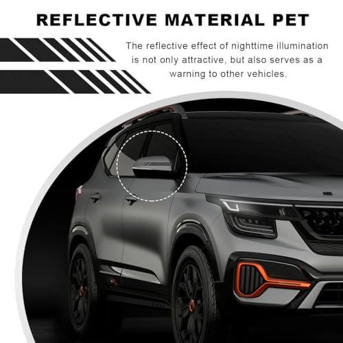 Image of Wevdn 2 PCS Car Rear View Mirror Stickers, Waterproof Anti-Collision Striped Vehicle Mirror Warning Stripes, Exterior Accessories Rear View Mirror Stickers Universal for Cars (Black)