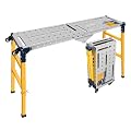 FUNTECK Versatile Portable Steel Work Platform and Welding Table with Casters | 55 x 14-inch Galvanized Tabletop | 1100 lbs. Load Capacity | Adjustable Height