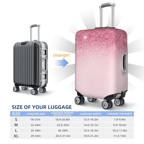 Hot Pink Glitter Sparkle Luggage Cover, Protective Washable Suitcase Cover - Travel High Elastic Fibers Suitcase Protector Fits Medium3
