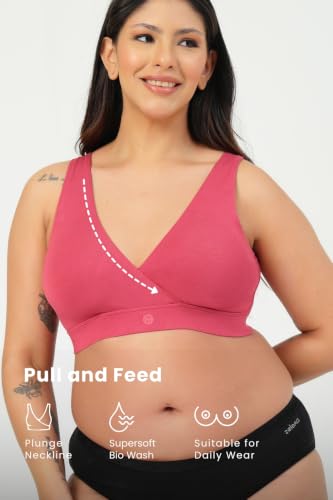 Image of ZELENA Maternity Padded Bra | Removable Cups, Broad Waistband | Soft Stretchable Modal Fabric | Easy Pull Nursing Bra for Pregnancy and Breastfeeding