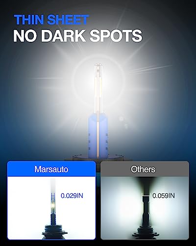 Image of Marsauto H4 /9003 Light Bulbs, 50,000LM Brightness, 1:1 Mini Size 6500K Cool White IP68 Waterproof, Quick Installation, Pack of 2