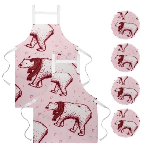 Tablier de serveuse restaurant bistrot bar motif ours polaire