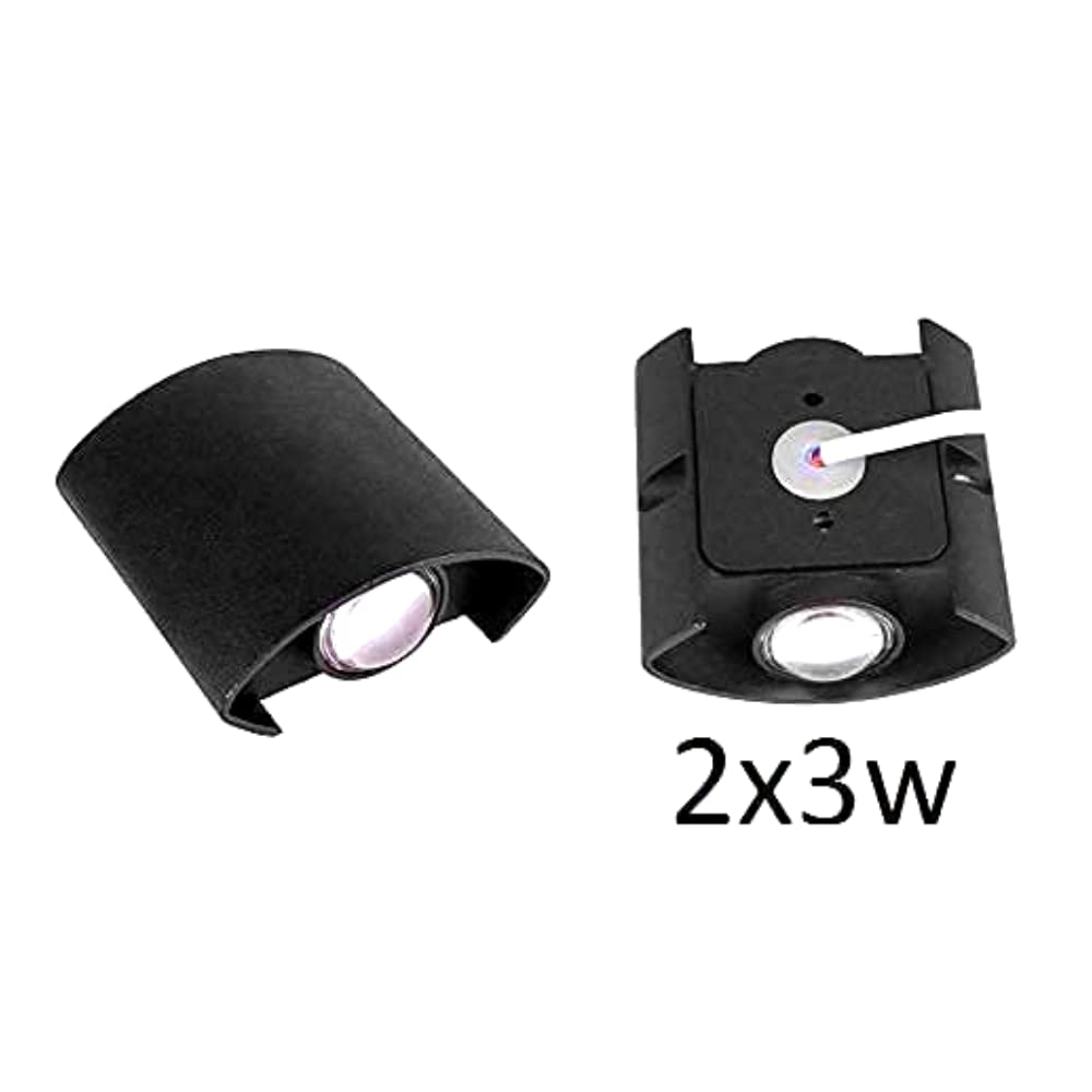 D'Mak 2 Watts 2 Ray Oval Up-Down Outdoor LED Outdoor Waterproof IP65 Exterior Wall Step Light Fixture Waterproof Lamp (Warm White, Black Body) 2 Watts 2 Ray (Pack of 5) 2