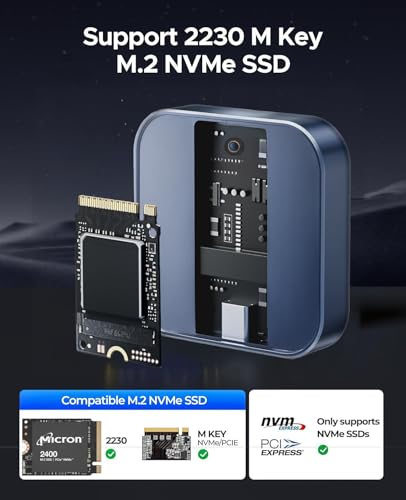 Image of M.2 2230 NVMe SSD Enclosure, PiBOX India, 10Gbps USB 3.2 Gen 2, REALTEK RTL9210 Chipset, CNC Aluminum Cooling Fins, External NVMe Reader, USB-C Interface, M-Key B&M Key Compatible- M2-2230-NE1