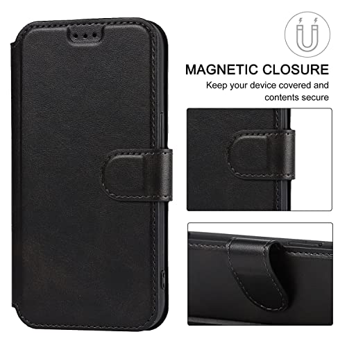 Flip leather case iPhone 13 Pro noir avec porte-carte et stand - 4