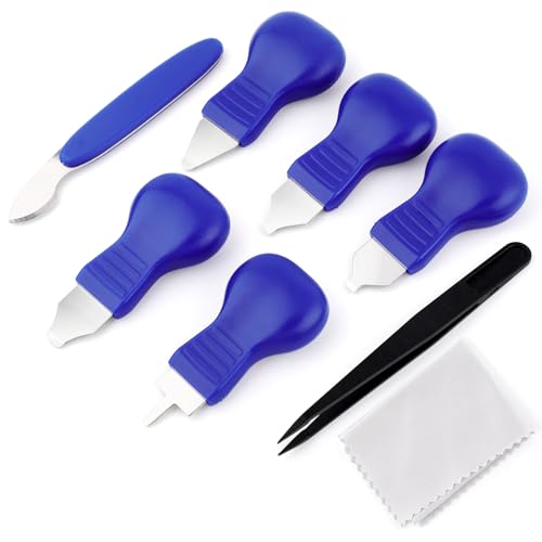 Sopoloray 8Pcs Watch Battery Replacement Tool Kit,8 in 1 Watch Battery Replacement Tool Kit wit 6 Pry Tools,Anti-Static Tweezers and Cloth for Wristwatch Repair and Adjustment