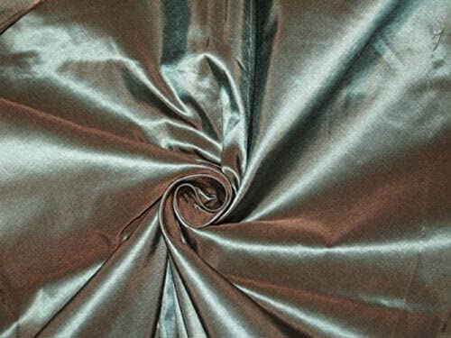Tissu taffetas 100 % pure soie marron vert d'eau 152cm large au mètre