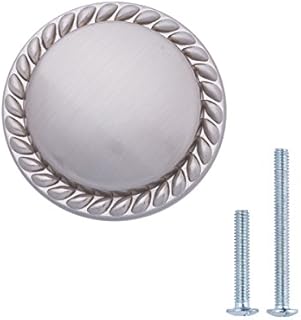 Amazon Basics Round Braided Cabinet Knob, 1.25" Diameter, Satin Nickel, 25-Pack