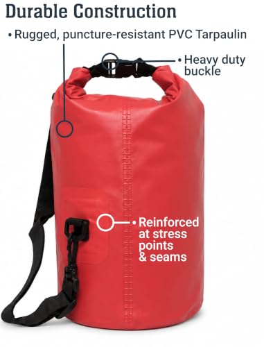 Image of BKC Brooklyn Kayak Company Waterproof Dry Bag - Roll Top Floating Backpack Outdoor Gear Sack for Kayak, Fishing, Beach, Paddle Board, Boating, Camping, Tear Resitant (25 L)