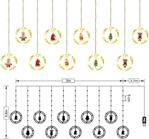 Image of V.E.S.P.A 3.5m 90 LED Santa Ring String Lights - 10 Modes for Festive Home Decoration, Perfect for Indoor and Outdoor Celebrations (Warm White)