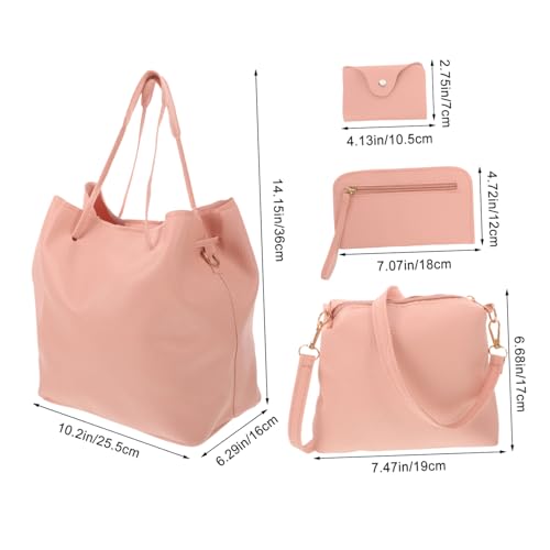 BESPORTBLE 4pcs Retro Women Handbag Set Fashion Pu Tote Shoulder Bag Clutch Spacious Stylish Purse for Daily Use for Ladies2