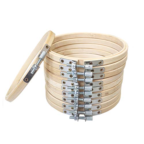 Qililandiy 10 Stück Stickrahmen Ø13cm Bambus Kreuzstich Rahmen Stickerei Ring Nähset für Stickerei DIY Tapisserie Handwerk Hochzeit Deko Cover