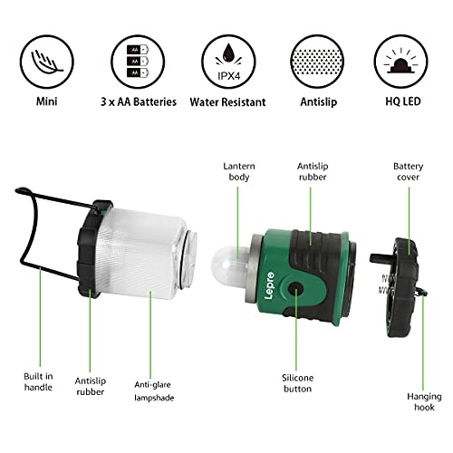 Lepro LED Campinglampe, Mini Camping Laterne, 350LM, 4 Lichtmodi, 3 AA Batterie batteriebetriebene Suchscheinwerfer… - Image 8