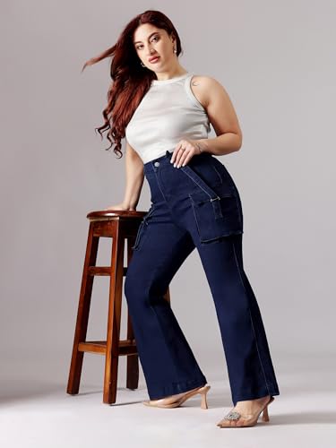 Image of Miss Chase A+ Women's Bootcut High Rise Regular Length Stretchable Denim Jeans