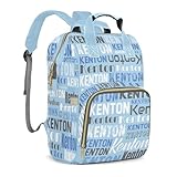 OAHEDIAM Custom Diaper Bag Backpack for Mom Dad - Personalized Nursing Bag with Name Insulated Pockets and Travel Bag for Boys Girls, 16 inches, Sky Blue