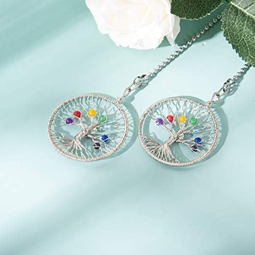 Image of LONGSHENG Silver Tree of Life Fan Pull Chain Fan Light Replacement Extender Pull Chain, Pack of 2