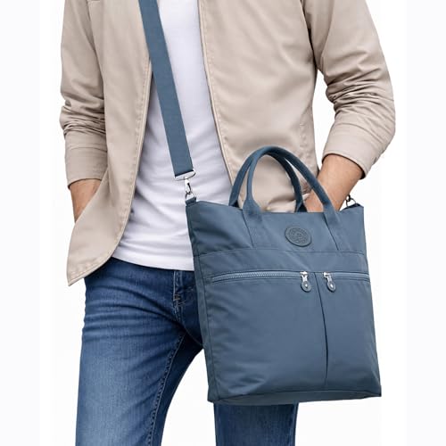 Image of CHIBAO Polyester Dual Handles Tote Bag for Women & Men | Large Capacity Multipurpose Shoulder Bag | Stylish Everyday Office, College, Travel & Shopping Handbag with Multiple Pockets Black