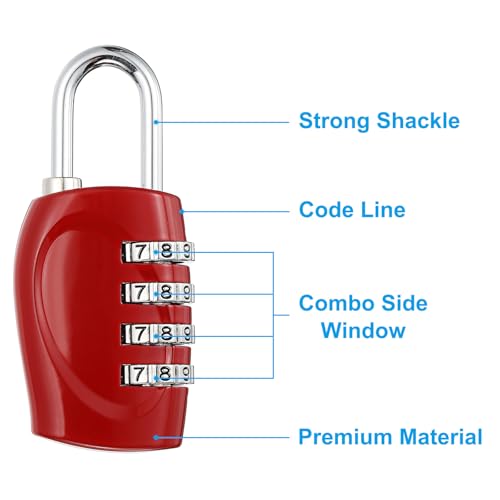 Image of PATIKIL Combination Lock, 2Pcs 4 Digit Outdoor Padlock Waterproof Locker Lock for Luggage Suitcase, Gym Locker, Fence, Filing Cabinets, Toolbox, Gate, Red