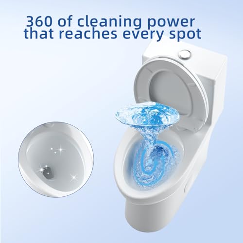 Image of One-Piece Toilet for Bathroom, Comfort Height 16 inch, Elongated with Under-Locking Lid, Soft Close Seat, Dual Flush, Powerful Flush