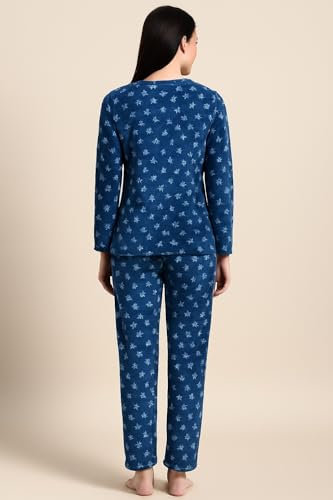 Image of CAMEY Women's Printed Full Sleeve Round Neck /V-Neck Top and Pajama Pants with Pockets