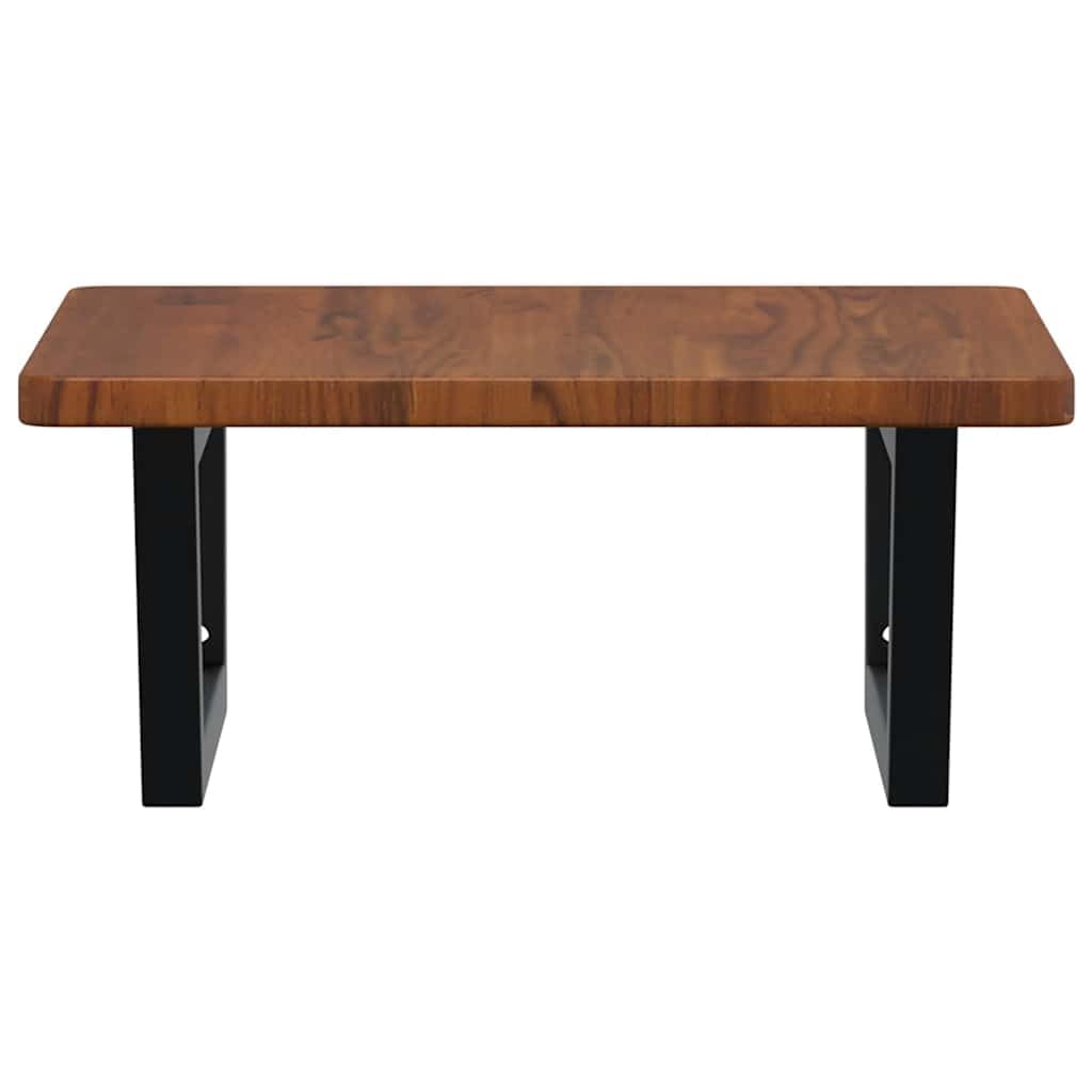 Piano lavabo in legno di rovere massiccio con supporto in acciaio, trapezoidale, 50 x 50 x 2,5 cm, portata fino a 100 kg, salvaspazio, per bagno, montaggio a parete
