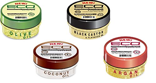 Eco Styling Gel 3 oz. Variety Set :Olive Oil, Black Castor Oil, Coconut Oil and Argan Oil