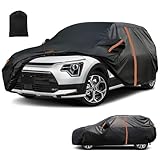 Waterproof SUV Car Cover Custom Fit for 2017-2025 Kia NIRO, All Weather Outdoor SUV Car Covers with Zipper Door, Windproof Bands Cover,Reflective Strip for Snow Rain Dust Cover,Sun UV Protection