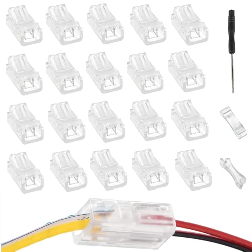 EPLZON 2 Pin 8 mm Connettore Striscia LED Connettori per Strisce LED Connettore Cavo Striscce LED Connettori Senza Saldatura LED per SMD 5050 5630 monochrom LED Strip(20Pezzi)