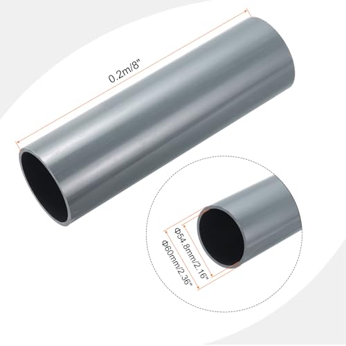 Miniatura 2 de Quarkzman Tubo Redondo Rígido De Pvc De 54.8mm De Diámetro Interno Y 60mm De Diámetro Externo, Longitud De 8 Pulgadas, Color Gris Claro De Alta Resistencia Para Tuberías De Agua