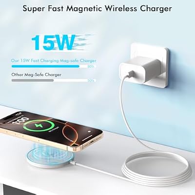 Magnetic iPhone Wireless Charger,10FT Fast Charging Apple Mag Safe Charger Wireless Charging Pad for iPhone Air/17 Pro Max/16 Pro/16 Plus/15 Pro/14/13/12/11/AirPods 3/Pro 3/2 Phone Mag safe Charge Pad