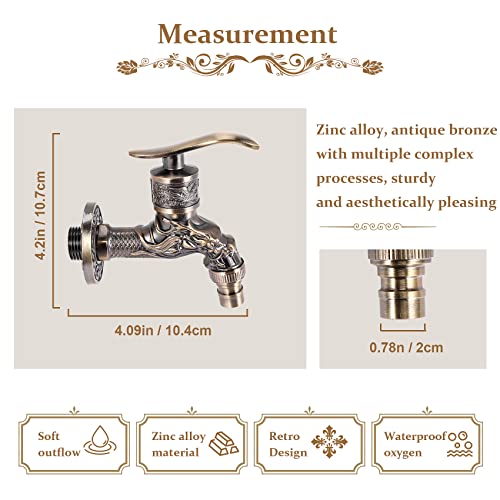 Nebel Antique Bibcock Garden Decorative Tap Home Use Small Single Hole Outdoor Water Faucet Zinc Alloy #TOP2