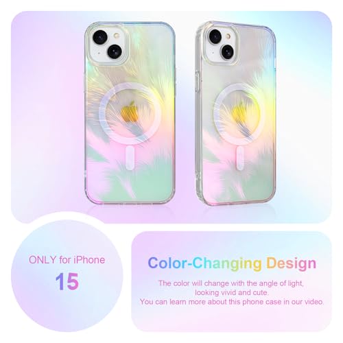 Heaofei Aesthetic Case for iPhone 15 Case, Iridescent Feather by Heaofei - Used condition - Image 2