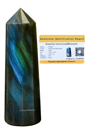Image of Crystal Heaven Labradorite Crystal Tower Obelisk Point For Chakra, Healing And Balancing - Aaa Grade Original Certified Gemstone Agate For Reiki Meditation Yoga Spiritual (3-4 Inches)