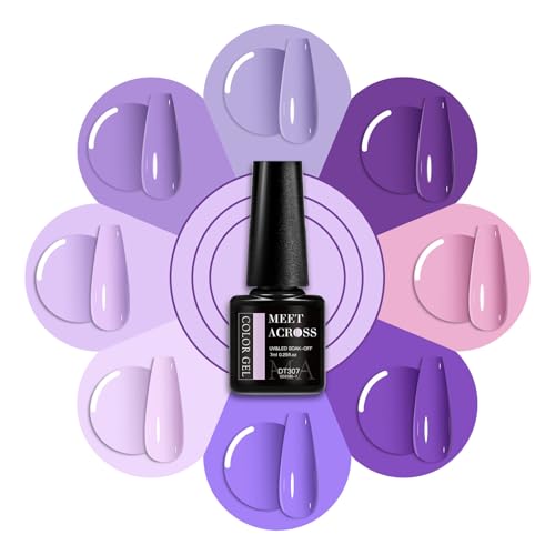Set de esmaltes gel violeta pastel MEET ACROSS miniatura 5