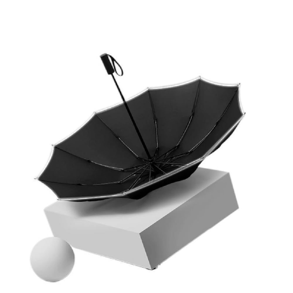 100CM Large Folding Umbrella Compact Reverse Travel Umbrella 10 Ribs Windproof for Rain Double Canopy Automatic Open Close