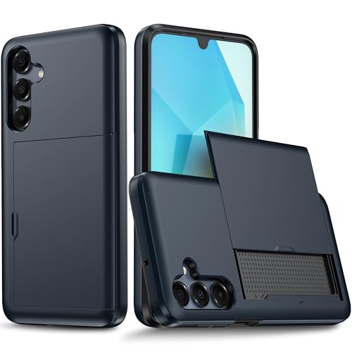 Coque Samsung Galaxy A16 antichoc en silicone TPU souple et PC mat bleu marine avec porte-cartes