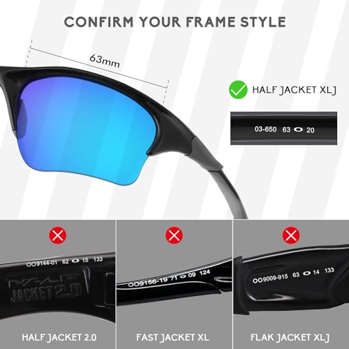 Image of 4 Pairs Polarized Replacement Lenses for Oakley Half Jacket XLJ Sunglasses, Anti-Scratch and Impact Resistant
