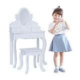 Teamson Kids Fantasy Fields - Little Princess Rapunzel Play Vanity Set - Pink/Grey,White