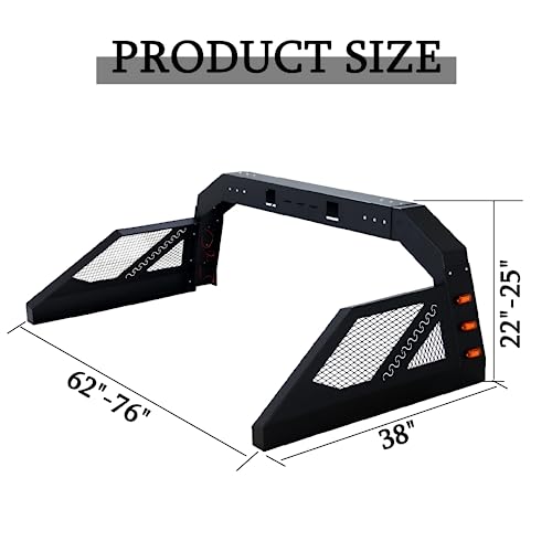 Migoda Adjustable Universal Truck Bed Chase Rack Roll Bar with 6 Amber Side Marker Lamps Work Lights for Added Safety and Functionality, Universal Chase Rack Roll Bar for Pickup Truck - Image 3