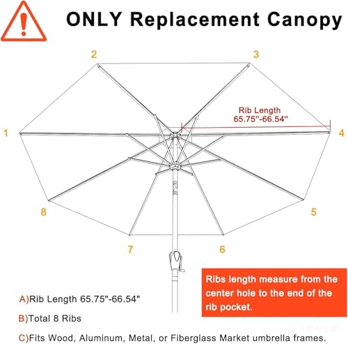 Image of MASTERCANOPY Patio Umbrella 11 ft Replacement Canopy for 8 Ribs-Burgundy Canopy Only