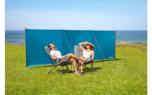 BERGER Screen Windschutz | Sichtschutz Blickschutz Sonnenschutz freistehend für Outdoor Camping Garten Picknick Strand | ohne Bohren | 500 cm (blau)