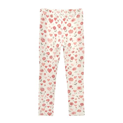 KLL Seamless Pattern Red Roses Girls Basic Leggings Comfortable High Waisted Leg Yoga Pants Sports2