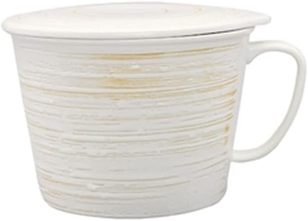 Japanese Ceramic Tableware Home Restaurant Instant Noodle Cup With Lid Breakfast Milk Oatmeal(Black)