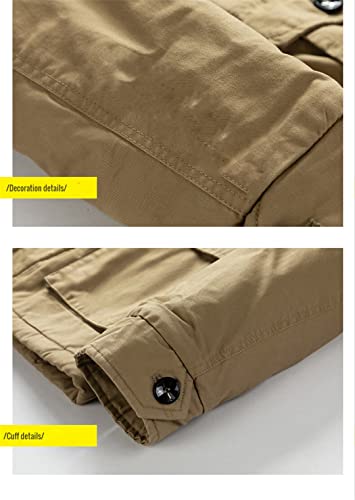 Disimlarl Men's Winter Parka Fleece Thickened Warm Hooded Retro Solid Color Field Jacket3