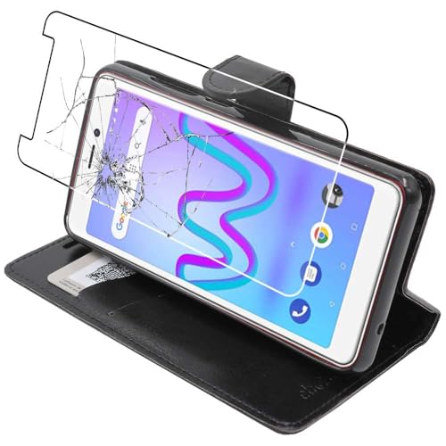 ebestStar - Coque Compatible avec Wiko Jerry 3 Etui PU Cuir Housse Portefeuille Porte-Cartes Support Stand, Noir + Film Protection écran Verre Trempé...