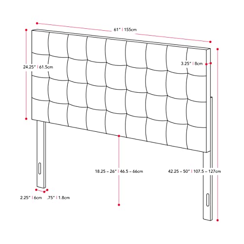 Corliving Valencia Dark Blue Fabric Upholstered Headboard - Queen #TOP4