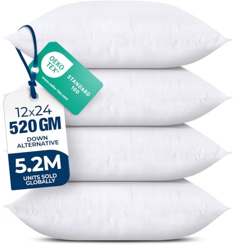 Image of Utopia Bedding Throw Pillows, Decorative 12x24 Pillow Inserts, Set of 4