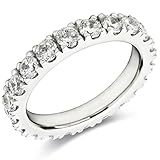 Bo.Dream 3mm Round Cubic Zirconia CZ Full Eternity Wedding Band Sterling Silver Size 8