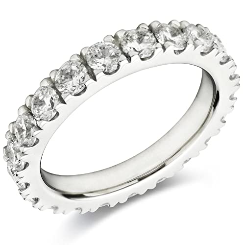 Bo.Dream 3mm Round Cubic Zirconia CZ Full Eternity Wedding Band Sterling Silver Size 8