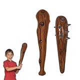 YAFULG 2 Stück Keule Aufblasbar, Aufblasbarer Hammer, Neandertaler Kostüm, Höhlenmensch Keule Braun Aufblasbarer Holzstab Höhlenmensch Zubehör, Für Themenpartys Cosplay Aufführungen (90Cm, 55Cm)